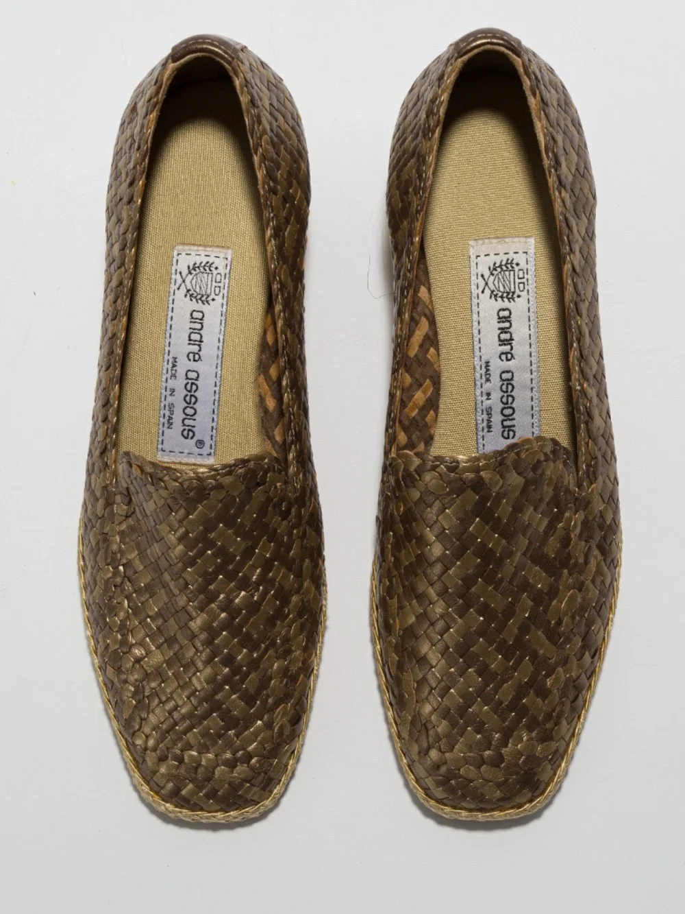 Andre Assous metallic woven espadrille wedge 8